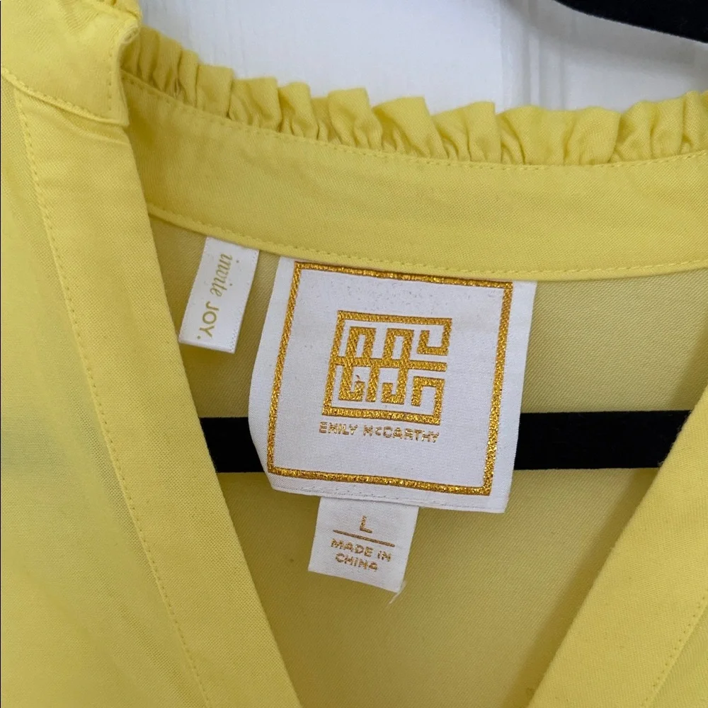 Chic Yellow V-Neck tiered puff sleeve dress - Picture 2 of 2